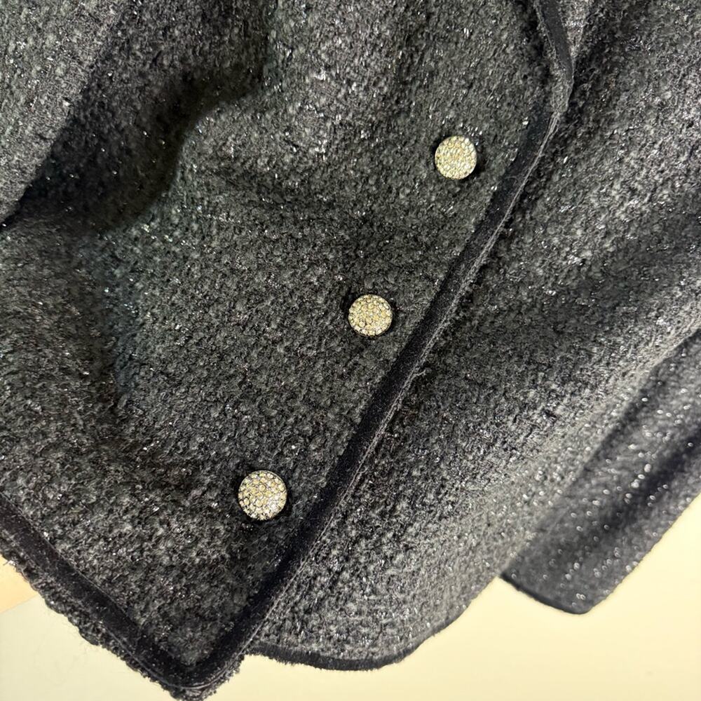 Jones New York Signature Black Shimmer Tweed Blazer Jacket 14 Bling Buttons - Picture 4 of 13